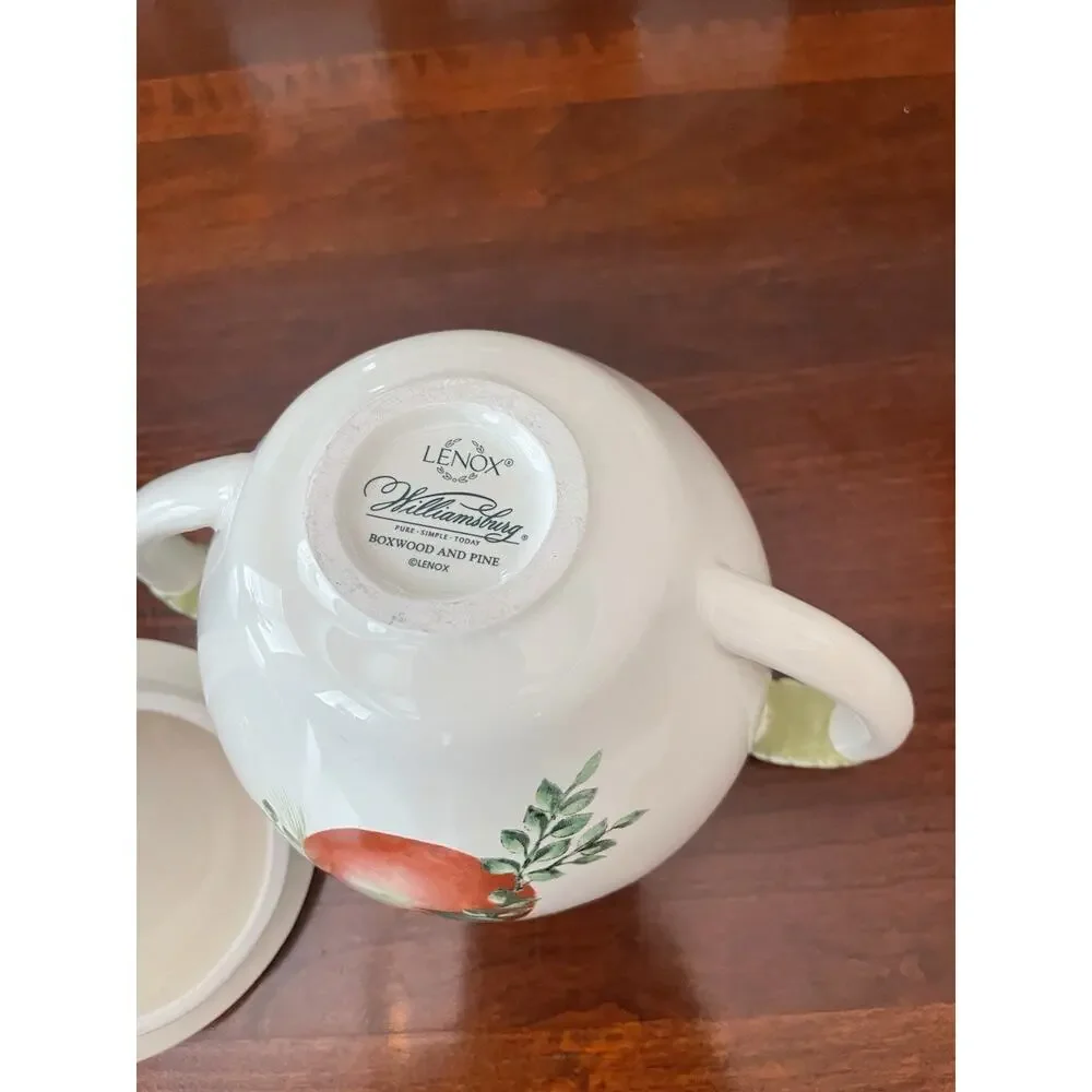Lenox WILLIAMSBURG BOXWOOD AND PINE - Covered Sugar Bowl and Creamer w/Lid